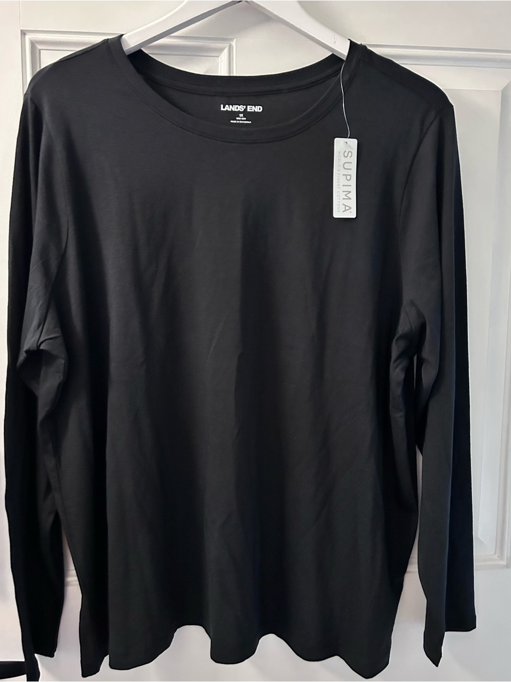 Lands' End Women's Supima Long-Sleeve Tee - Black